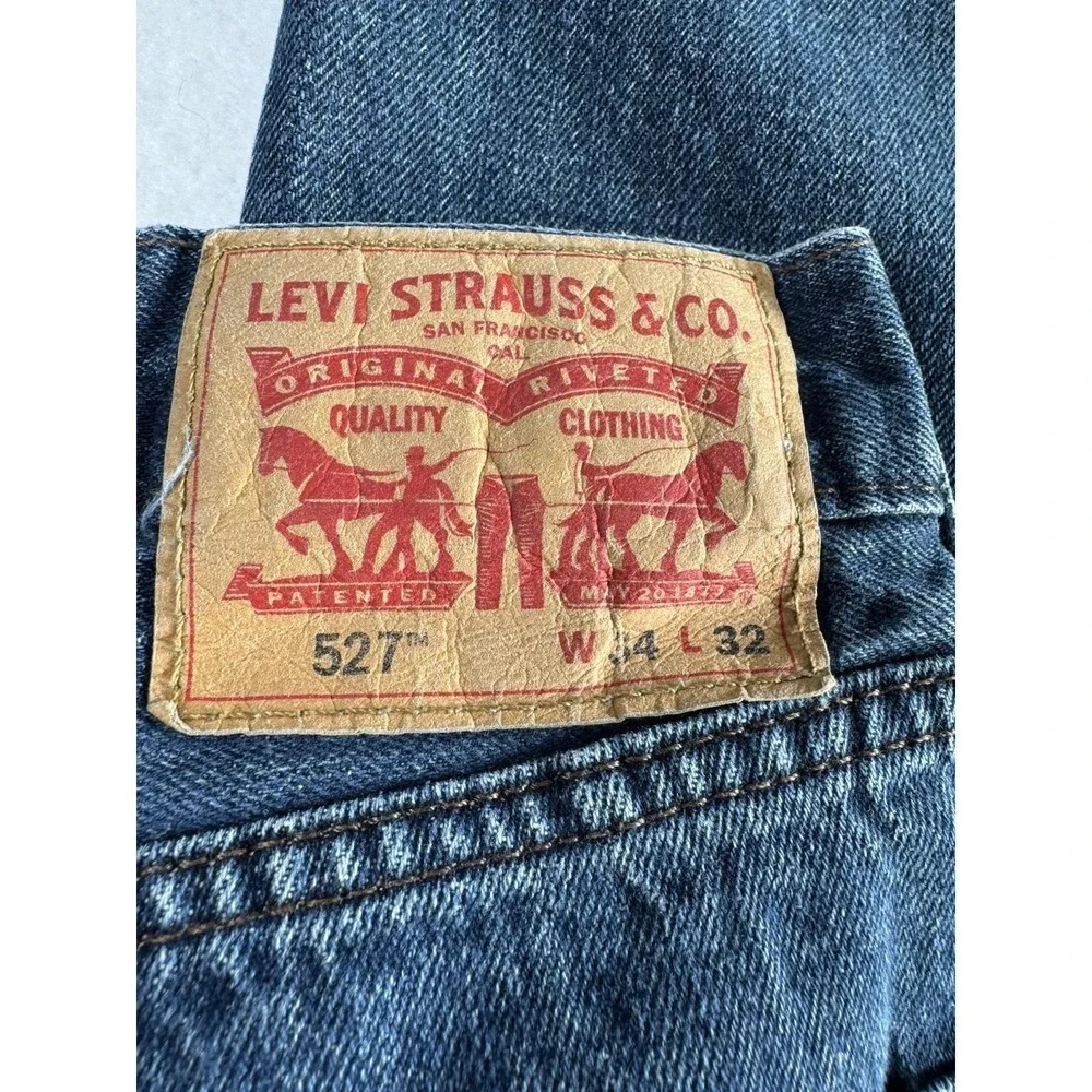 Levis 527 Slim Bootcut Jeans Mens 34x32 Medium Wash Blue Denim Pants
